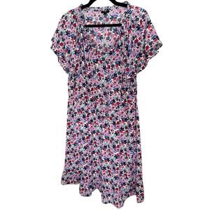Talbots, Size 16 Petite, Floral Midi Dress, Flattering, Flowy, Flutter Sleeve